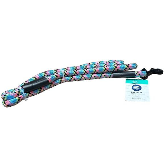 Whisker City Rope Cat Kitten Leash Blue Multi‎ Color 4 FT - Picture 2 of 3